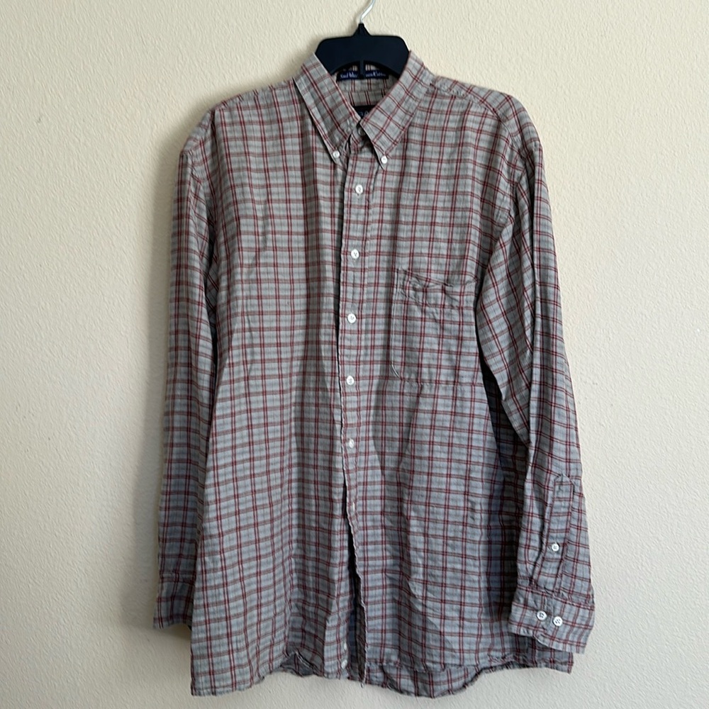 Grant long sleeve shirt button down & collar plaid
